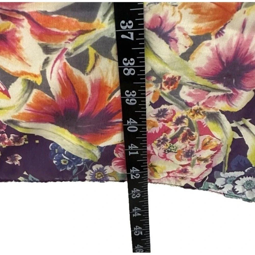 Johnny‎ Was Silk Floral Print Scarf Tasseled Colorful Artsy Boho Square Women's